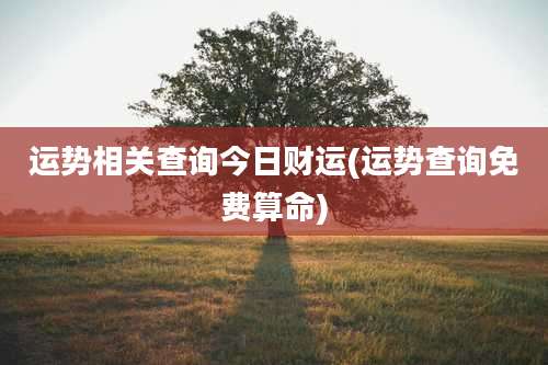 运势相关查询今日财运(运势查询免费算命)