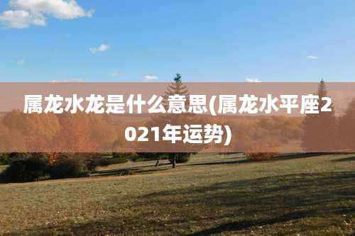 属龙水龙是什么意思(属龙水平座2021年运势)