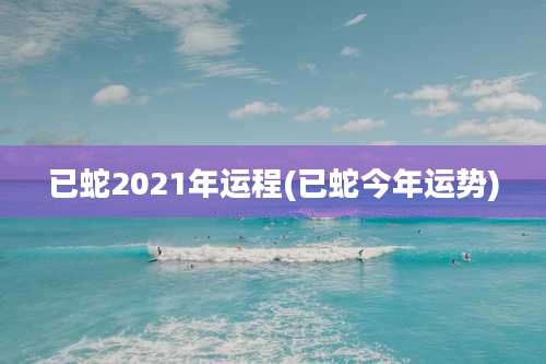 已蛇2021年运程(已蛇今年运势)