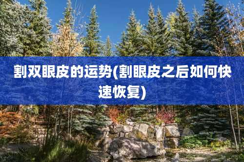 割双眼皮的运势(割眼皮之后如何快速恢复)
