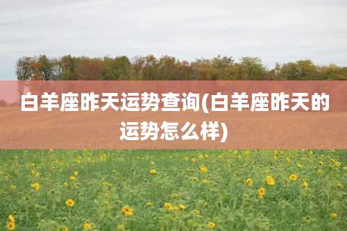 白羊座昨天运势查询(白羊座昨天的运势怎么样)