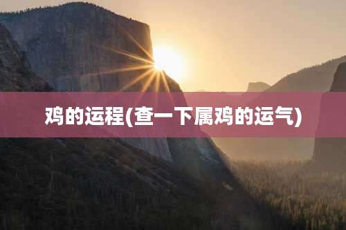 鸡的运程(查一下属鸡的运气)
