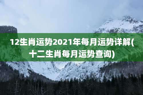 12生肖运势2021年每月运势详解(十二生肖每月运势查询)