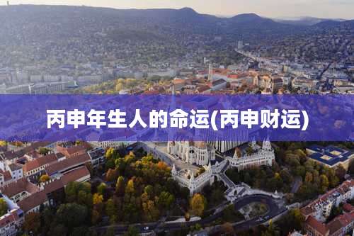 丙申年生人的命运(丙申财运)
