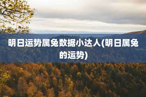 明日运势属兔数据小达人(明日属兔的运势)