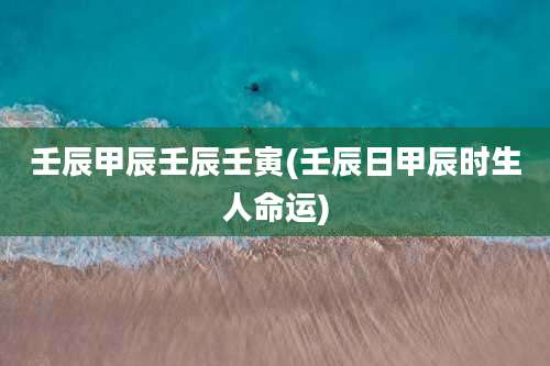 壬辰甲辰壬辰壬寅(壬辰日甲辰时生人命运)