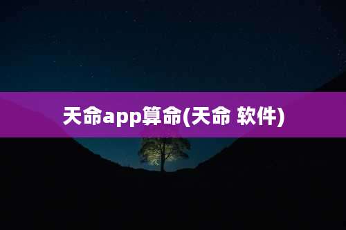 天命app算命(天命 软件)