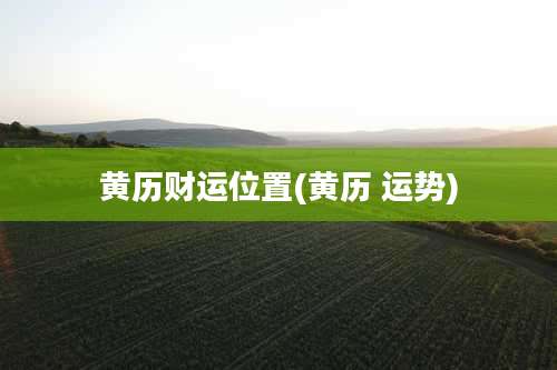 黄历财运位置(黄历 运势)