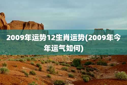 2009年运势12生肖运势(2009年今年运气如何)
