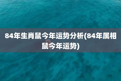 84年生肖鼠今年运势分析(84年属相鼠今年运势)
