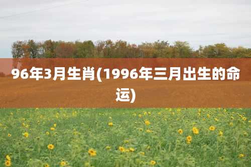 96年3月生肖(1996年三月出生的命运)