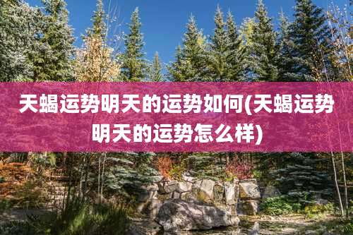 天蝎运势明天的运势如何(天蝎运势明天的运势怎么样)