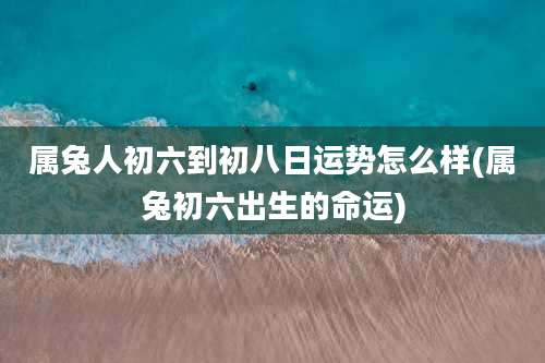 属兔人初六到初八日运势怎么样(属兔初六出生的命运)