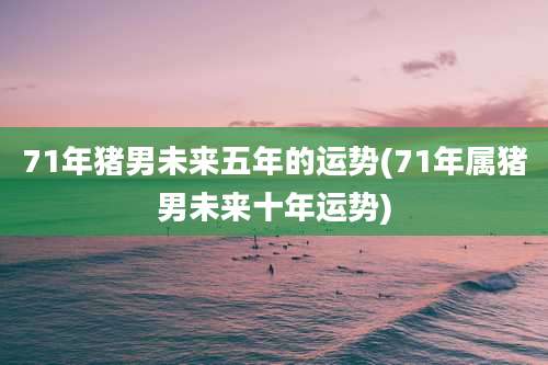 71年猪男未来五年的运势(71年属猪男未来十年运势)