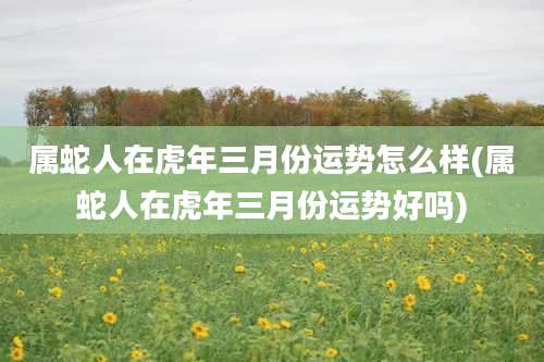 属蛇人在虎年三月份运势怎么样(属蛇人在虎年三月份运势好吗)