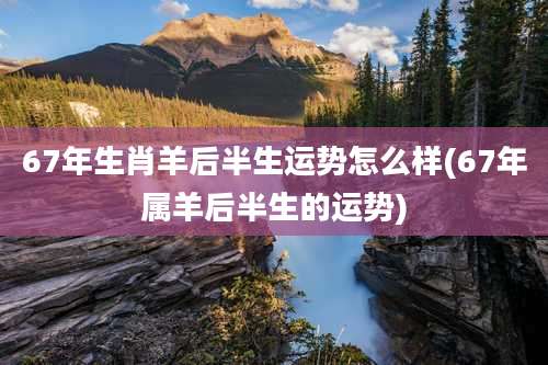 67年生肖羊后半生运势怎么样(67年属羊后半生的运势)