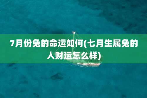 7月份兔的命运如何(七月生属兔的人财运怎么样)