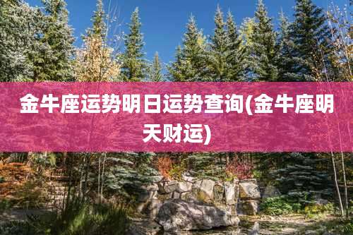 金牛座运势明日运势查询(金牛座明天财运)