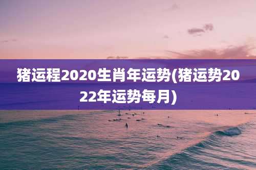 猪运程2020生肖年运势(猪运势2022年运势每月)