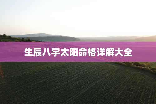 生辰八字太阳命格详解大全