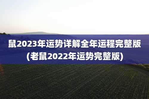 鼠2023年运势详解全年运程完整版(老鼠2022年运势完整版)