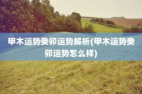 甲木运势癸卯运势解析(甲木运势癸卯运势怎么样)