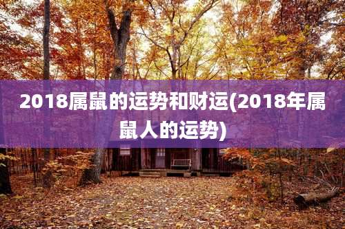 2018属鼠的运势和财运(2018年属鼠人的运势)