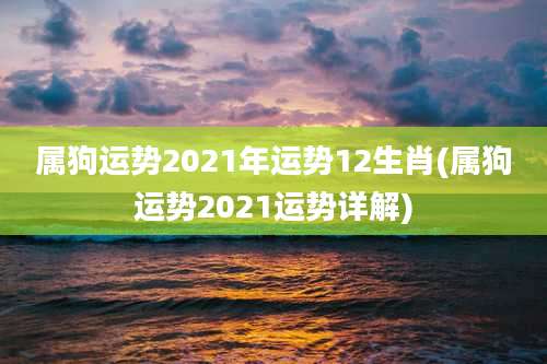 属狗运势2021年运势12生肖(属狗运势2021运势详解)