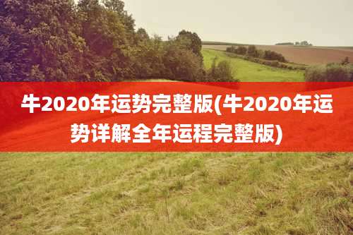 牛2020年运势完整版(牛2020年运势详解全年运程完整版)