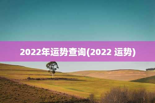 2022年运势查询(2022 运势)
