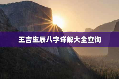 王吉生辰八字详解大全查询