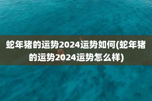 蛇年猪的运势2024运势如何(蛇年猪的运势2024运势怎么样)