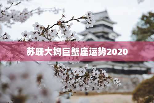 苏珊大妈巨蟹座运势2020