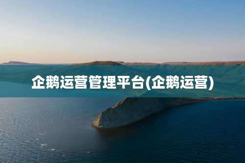 企鹅运营管理平台(企鹅运营)