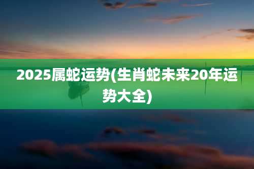 2025属蛇运势(生肖蛇未来20年运势大全)