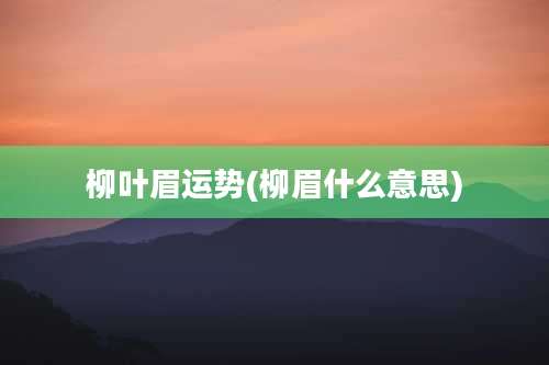 柳叶眉运势(柳眉什么意思)