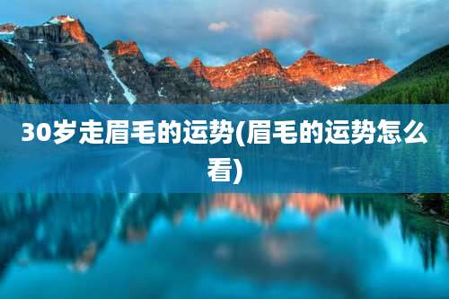 30岁走眉毛的运势(眉毛的运势怎么看)