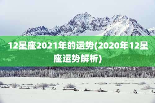 12星座2021年的运势(2020年12星座运势解析)