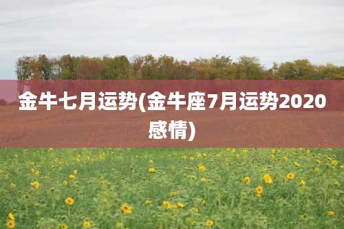 金牛七月运势(金牛座7月运势2020感情)