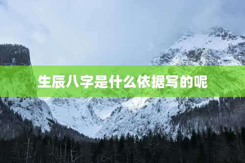 生辰八字是什么依据写的呢