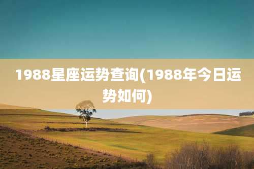 1988星座运势查询(1988年今日运势如何)