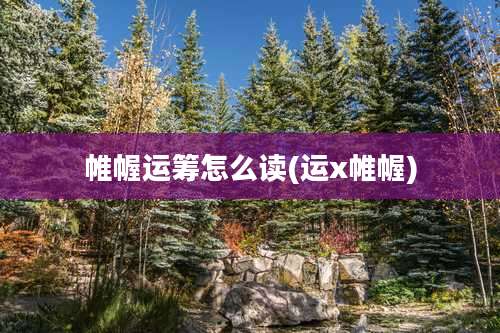 帷幄运筹怎么读(运x帷幄)