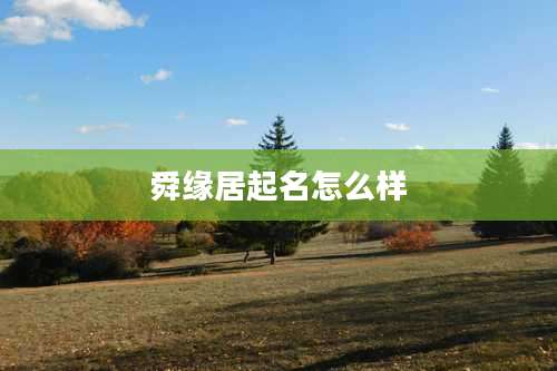 舜缘居起名怎么样