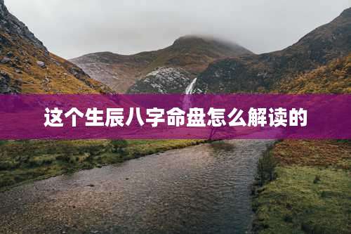 这个生辰八字命盘怎么解读的