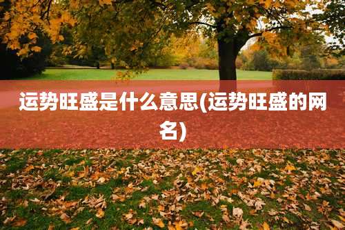 运势旺盛是什么意思(运势旺盛的网名)