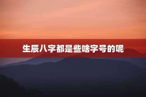 生辰八字都是些啥字号的呢
