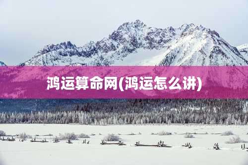 鸿运算命网(鸿运怎么讲)