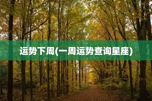 运势下周(一周运势查询星座)