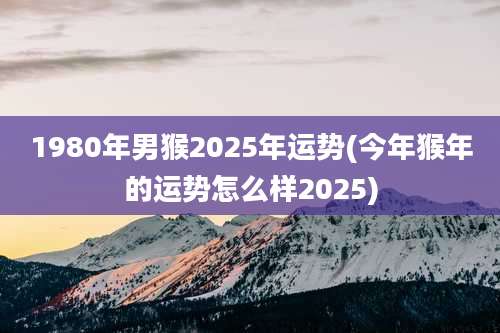 1980年男猴2025年运势(今年猴年的运势怎么样2025)