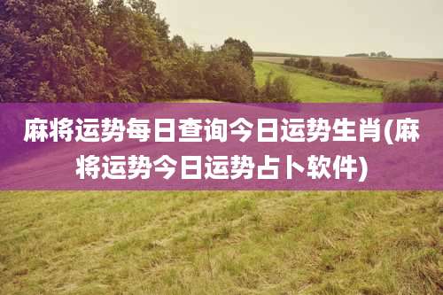 麻将运势每日查询今日运势生肖(麻将运势今日运势占卜软件)